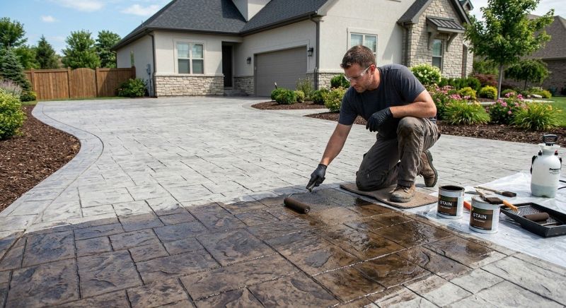 Driveway Concrete Staining in Frisco, TX