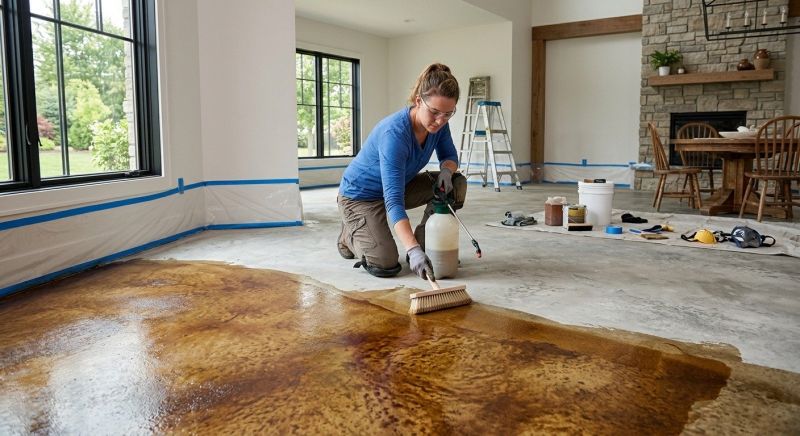 Stained Concrete Installation in Dallas, TX